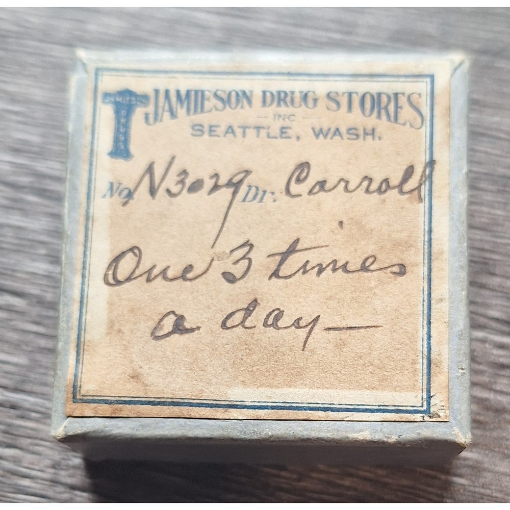 Vtg Pharmacy Prescription Drug Box Jamieson Drug Seattle Washington